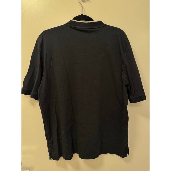 Paul Fredrick Men's XL Black/White Cotton Short Sleeve Polo Henley Tee - Picture 2 of 5